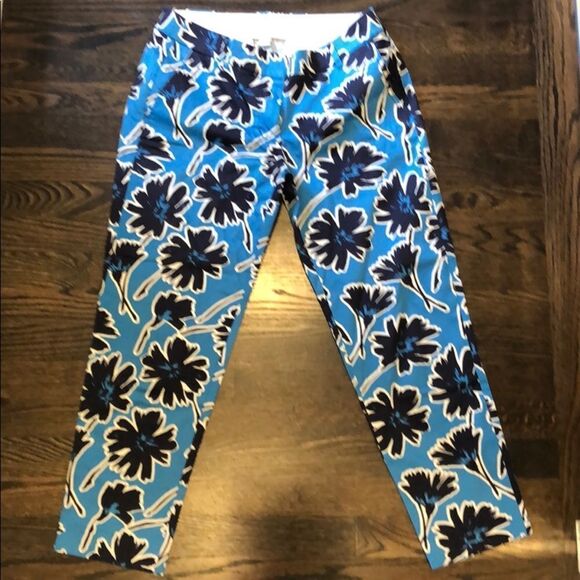 💚 J.Crew Factory Blue Floral Print Pants - Picture 4 of 6
